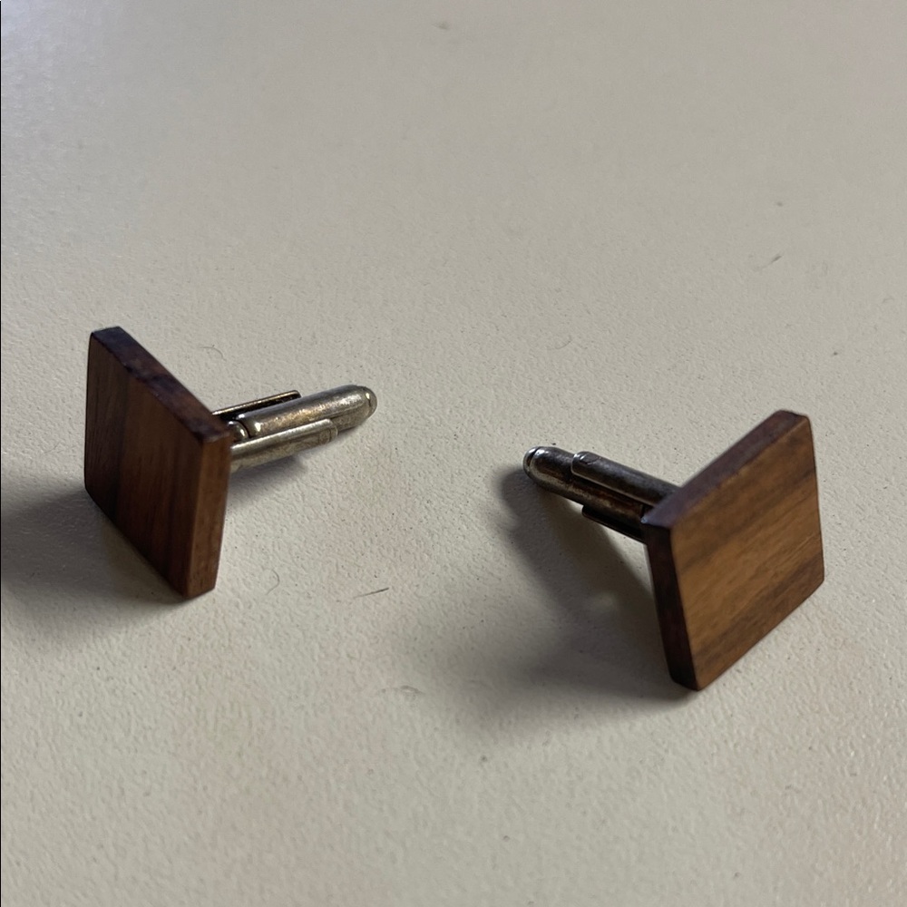 Elegant Brown Wooden Cufflinks